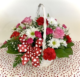 C & J Florist Basket of Valentine Wishes