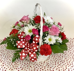 C & J Florist Basket of Valentine Wishes 